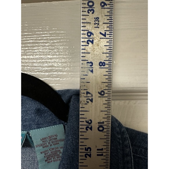 Women's Denim Jacket Embroidered Blue jean Long Sleeve Size Small Grandma Core - Picture 6 of 7